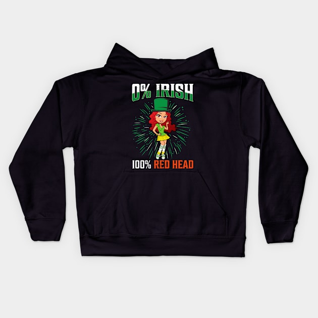 0% Irish 100% Redhead Kids Hoodie by JLE Designs